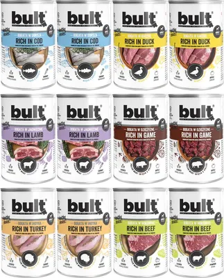 Produktbild von BULT | Hundefutter nass Geschmacksmix - Hundefutter Dose Set 12x400g Dose - Nassfutter Mix fur Hund