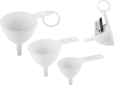 Obrázok produktu pre Sada 3 kuchynských lievikov Galicia z bieleho plastu 6,5-9,5 cm
