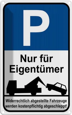 Produktbild von vianmo Blechschild 18x12 cm Parkplatz nur Eigentümer Parkplatzschild