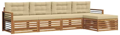 Produktbild von vidaXL Outdoor-Sofagarnitur mit Kissen 5 pcs Natur und Beige