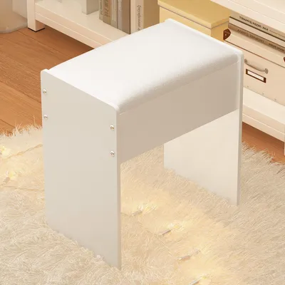 Immagine prodotto di Sgabello moderno per tavolino da trucco - Panca da trucco in legno - 43 x 40 x 24 cm - Bianco
