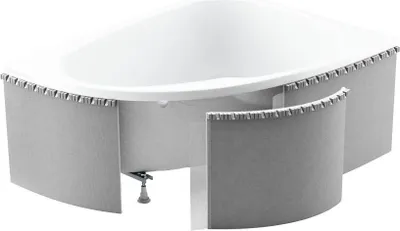 Produktbild von Badewanne Eckbadewanne 150x95 Links mit Styroporverkleidung, Ablauf & Füße GRATIS | Komplettset 4in1 Original Acryl Wanne Siphon | BADLAND RIMA