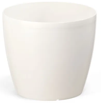 A white ceramic pot is shown against a white background.