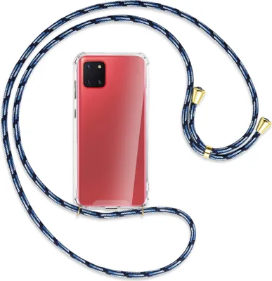 Produktbild von Handykette Backcover-Schutzhülle mit Band (Metall goldfarben) für Samsung Galaxy Note 10 Lite - Blautöne