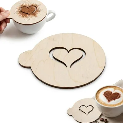 Produktbild von SCHABLONE für KAFFEEDEKORATION – GROSSES HERZ – LATTE ART – Cappuccino – 10 cm