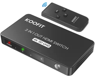 Produktbild von HDMI Switch Automatisch, HDMI Switch 4k Splitter 3 in 1 Out, Umschalter mit Fernbedienung, Verteiler Unterstützt UHD 4K 3D HDR HDCP1.4 für TV Stick Xbox PS4 Blu-Ray DVD
