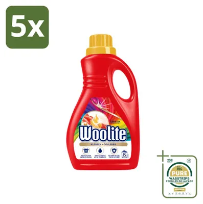Produktbild von 5 x Woolite Color Flüssigwaschmittel mit Keratin für Buntwäsche 0,9 L - Vorratspackung - 5 Stücke