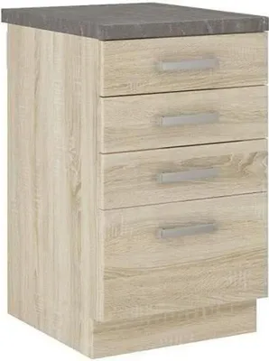 Immagine prodotto di Armadio basso con 4 cassetti e piano di lavoro - Finitura rovere Sonoma - L 40 x P 51,6 x H 85 cm - LASSEN