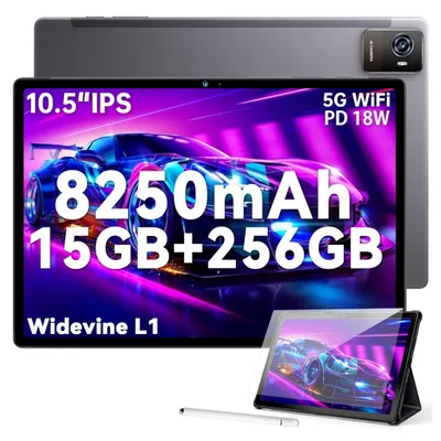 Produktbild von OUKITEL OKT3 Tablet Android 13, 15GB RAM + 256GB ROM Gaming Tablet PC, 10,5" Tablet 8250mAh 1920 * 1200 FHD, Widevine L1/Octa-Core, Grau