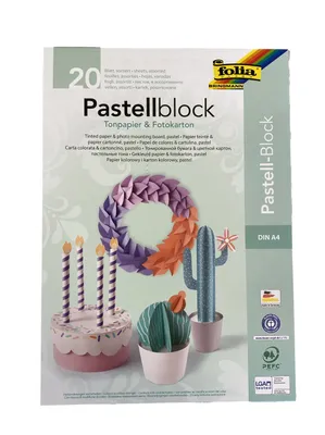 Produktbild von Bastelblock folia®, DIN A4, 20 Blatt, 10 Pastellfarben sortiert