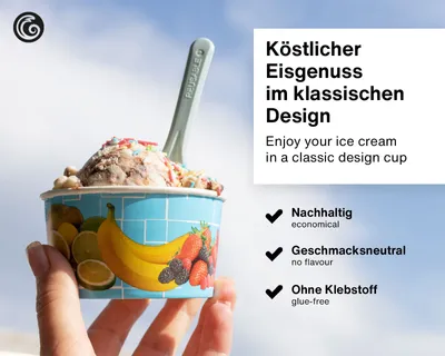 Produktbild von 1500x Eisbecher, Eis- Pappbecher, Früchtebecher mit 160 ml Füllvolumen