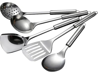 Produktbild von 5-teiliges Kochgeschirr-Set Edelstahl Schöpfkelle Pfannenwender Suppenkelle Löffel Spatel