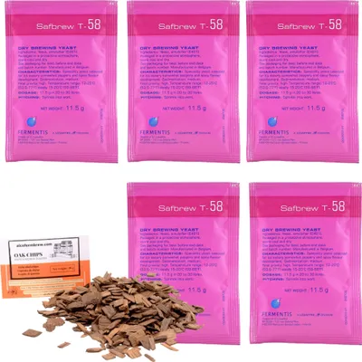 Produktbild von 5x Fermentis Bierhefe - Safbrew T-58 + Oak Chips, Fermentis-Hefe, Bierhefe, Brauhefe