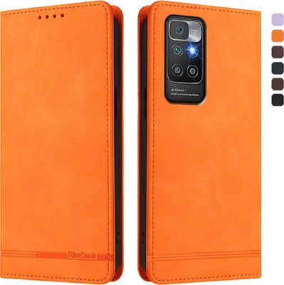 Produktbild von Hülle für Xiaomi Redmi 10 4G, Retro Kunstleder Ständer Klapphülle mit Kartenfächer und Magnetische Orange
