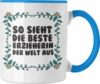 Produktbild von Trendation - Erzieherin Tasse Geschenk Herz Geschenke Abschiedsgeschenk mit Spruch Kaffeetasse für Erzieherin (Blau)