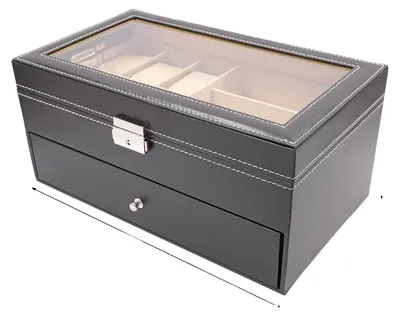 Image de Boîte à montres, rangement pour bijoux, avec serrure, noir