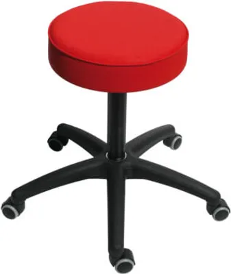 Produktbild von Drehhocker - Sitzhöhe 480 - 670 mm - Kunstleder feuerrot - Kunststoff Fußkreuz mit Gleitern