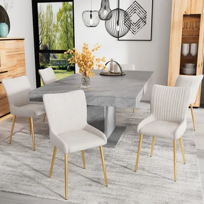 Zdjęcie produktu dla Sweiko krzesło do jadalni krzesło do salonu krzesło tapicerowane krzesło do salonu krzesło rozkładane z czterema metalowymi nogami, salon, sypialnia aksamitny zestaw 6 sztuk