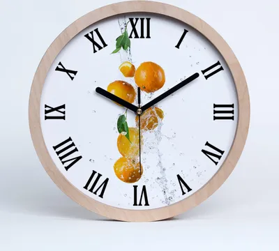Produktbild von Holzuhr 25fi cm wanduhr - schwarze Spitzen - Orangen und Wasser