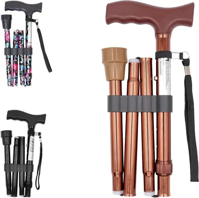 Produktbild von Faltbarer Wanderstock – Stabilitätsstock zur Unterstützung – Für sicheres Gehen – Leichtes Aluminium – Verstellbar von 82 bis 92 cm – Bronze