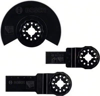Immagine prodotto di Set di lame per utensili multifunzione, 3 pezzi, Starlock, legno e metallo, BOSCH, AIZ 24 EC, AIZ 20 AB, ACZ 85 EC