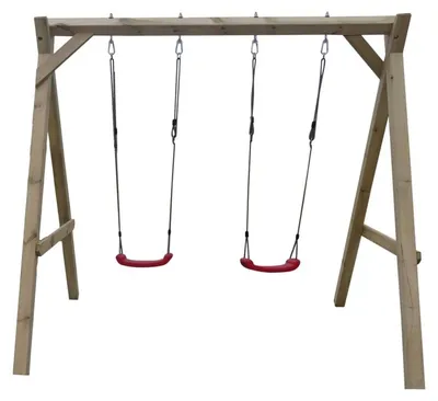 Produktbild von Prestige Garden Doppelschaukel Braun 3x3 Meter Gartenschaukel aus Holz, Kesseldruckimprägniert 9x9 cm Pfosten, Stabile Konstruktion, Schnelle Montage, Inklusive Schaukelhaken, Für Schaukelsitz Optional