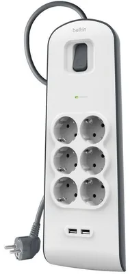 Obrázok produktu pre Belkin BSV603VF2M-V2, 6 AC zásuvky/AC zásuviek, Šedá, Biela