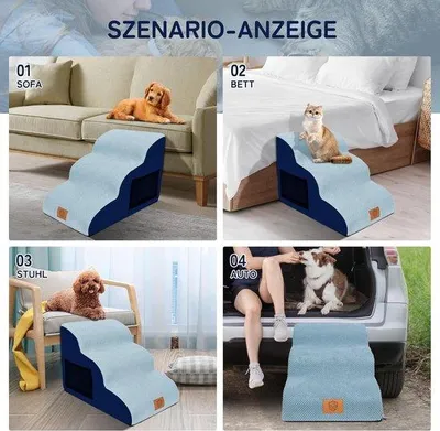 Produktbild von Famanu Hundetreppe für Bett und Sofa, waschbar, 57 x 40 x 40 cm