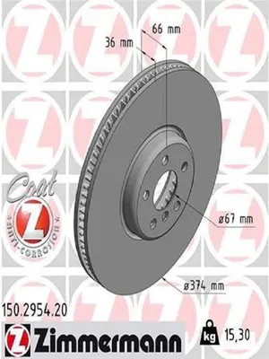 Produktbild von ZIMMERMANN Bremsscheibe Vorne Links für BMW 5 Touring (G31) 374mm 150.2954.20