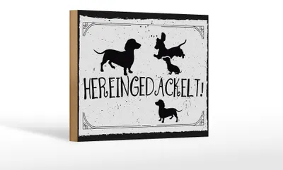 Produktbild von Holzschild Spruch 18x12 cm Hereingedackelt