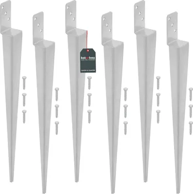 Obrázok produktu pre KOTARBAU® Pole Base L Driven Anchor 600 MM For Earth Steel Fences Pergoly Altánky 50 X 60 MM Set of 6 Pcs