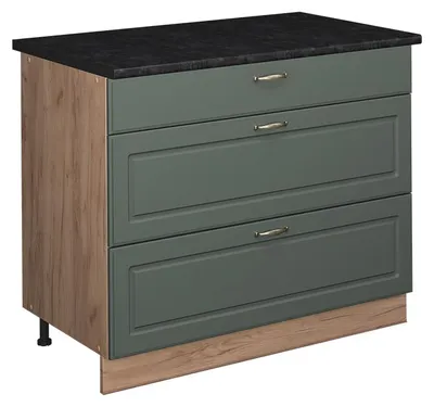 Immagine prodotto di Mobiletto base per cucina Vicco Fame-Line Verde-oro rustico/Rovere dorato 100 cm, PL Antracite, Model 62045