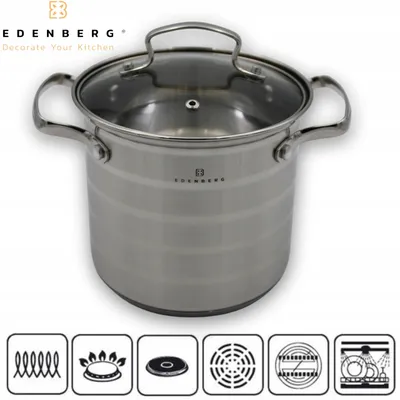 Produktbild von Edelstahl Hochtopf mit Deckel 6,8L Induktion Spülmaschinenfest