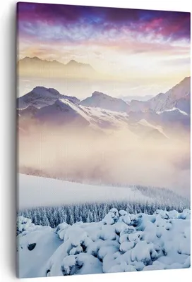 Produktbild von Bild auf Leinwand - Leinwandbild - Einteilig - Berge Schnee Winter - 50x70cm - Wand Bild - Wanddeko - Wandbilder - Leinwanddruck - Wanddekoration - Leinwand bilder - Wandbild - PA50x70-3596