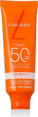 Produktbild von Lancaster Sun Beauty Sensitive Skin Mineral Face Cream SPF 50, Sonnenschutzcreme, Gesicht, Tube, Feuchtigkeitsspendend, Schutz, Beruhigend, Empflindliche Haut, 50 ml