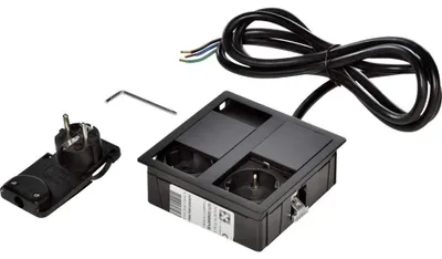 Produktbild von Kopp 939634017 VersaHIT Dual Einbausteckdose, 16 A, IP54, 3400 W, Schwarz