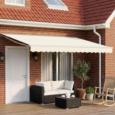 Image de vidaXL Store électrique rétractable, crème et blanc, 4 x 2 m