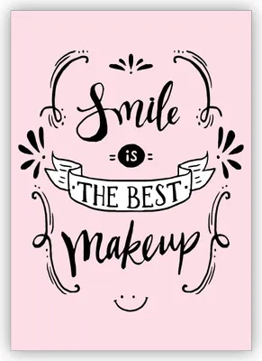 Produktbild von 4x Motivierende Motto Grußkarte für die beste Freundin, rosa: Smile is the best makeup