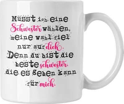Produktbild von Trendation - Geschenk Für Die Beste Schwester Der Welt Tasse Geschenkidee Geburtstag Schwestern (Weiß)