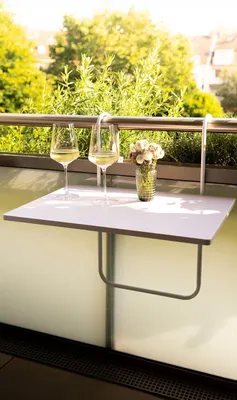 Produktbild von Balkon Klapptisch weiß Balkontisch Gartentisch Hängetisch Campingtisch Tisch