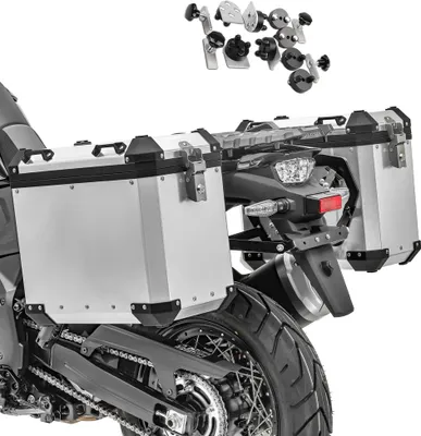 Produktbild von Alukoffer Set für Moto Guzzi Stelvio / V85 TT Seitenkoffer GX45 silber