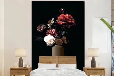Produktbild von MuchoWow® Fototapete für Wohnzimmer oder Schlafzimmer Wandtapete Vinyl Motivtapete Vase - Blumen - Stilleben - 180x280 cm - Wallpaper