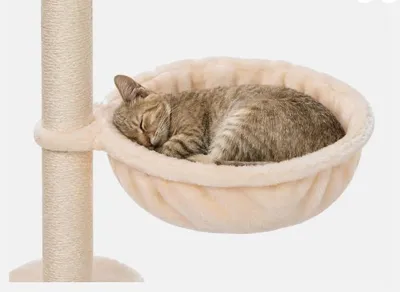 Produktbild von Liegemulde Katzenkorb Katzenhängematte für Kratzbaum aus Weichem Plüsch beige Ø32 cm – XL Katzenmulde Ersatzteil – Stabile Liegemulde mit Metallrahmen