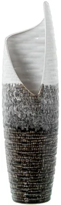 Produktbild von Bodenvase aus Keramik, Mosaik, Grau und Weiß, 11 x 11 x 49 cm