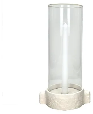 Image de Support-bougie Pomax Trulli, en aluminium, couleur crème, dimensions : L 17 x l 12,5 x H 35 cm