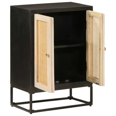 Produktbild von vidaXL Sideboard Schwarz 55x30x76 cm Massivholz Mango und Eisen