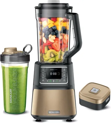 Produktbild von SENCOR SBU 7677CH Automatický vakuový super mixér, 8 nerez nožů pokrytých vrstvou titanu, 1,5 l mixovací nádoba, 0,7 l nádoba na smoothie, vakuovací jednotka, příkon: 1 500 W