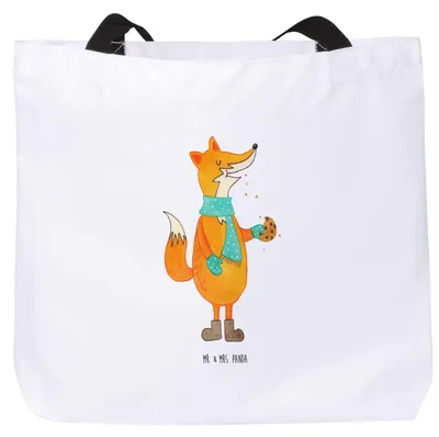 Produktbild von Mr. & Mrs. Panda Reisetasche Fuchs Keks - Weiß - Geschenk, Einkaufstasche, Strandtasche, Weihnachten, Weihnachtlich, Tote Bag, Frieren, Laptoptasche, Kekse, Winter