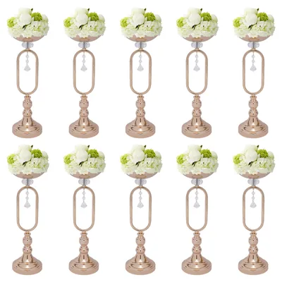 Image de 10 pièces de bougeoirs de fleurs Chandeliers pour salon Chandeliers de mariage, décorations, centre de table pour tables de réception, arrangement floral polyvalent en métal