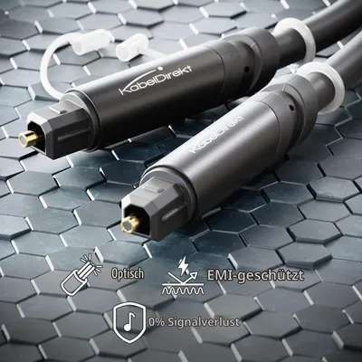 Produktbild von KabelDirekt – Optisches Audiokabel, TOSLINK – 4 m – Glasfaserkabel für Soundbar